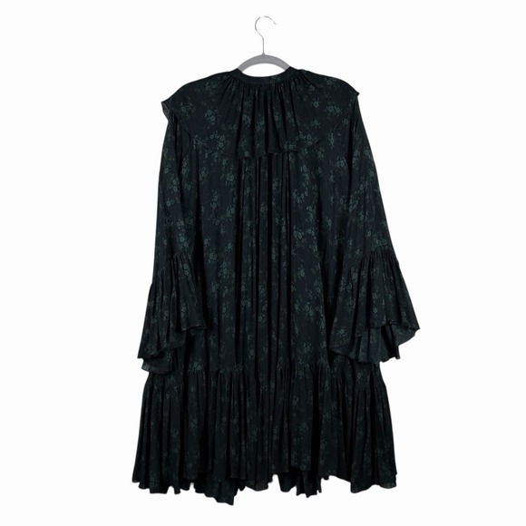 Zara Disco Forest Floral Ruffle Knee Length Dress Sz M - Picture 8 of 9